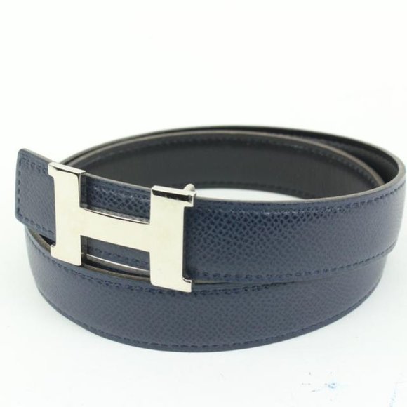 Hermès Navy x Black x Silver 24mm Reversible H Logo Belt Kit  1h425s main image 11